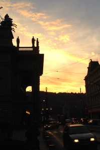 Sunset Outside the National Theater Before Seeing "Carmen"