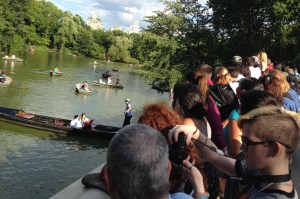 Lots of People Crashing a Wedding Proposal on The Lake