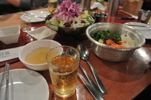 Soju/Beer, Salad, and Bibimbap